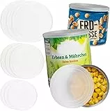 AIKANJA Home | Dosendeckel/Konservendeckel - 12 Stück, Deckel in 4 verschiedenen Grössen, Universaldeckel aus transparenten Kunststoff für Lebensmittel | Dosendeckel 400g | Dosendeckel 800g