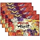 Halloween tischset,4 Stück Halloween tischdeko,Kürbis Schädel Graffiti tischsets platzsets abwaschbar, Halloween deko Set Tischsets Für deko küche bar Esstisch