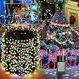 Moxled Lichterkette Weihnachtsbaum - 100M 800 LED Bunt Lichterkette Außen Strom mit Timer Speicherfunktion, Grünes Kabel, Wasserdicht 12 Modi Weihnachtsbeleuchtung für Garten Weihnachtsdeko
