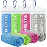 Sukeen Kühlendes Handtuch, 4er Set Kühlhandtuch Cool Towel, Gym Handtuch, Eishandtuch Kühltuch Hals, Kühlendes Handuch Mikrosfaser, Kühlendes Sporthandtuch für Yoga, Strand, Golf, Camping (100x30cm)