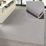 the carpet Natal Moderner einfarbiger Teppich Wohnzimmer, für die Küche geeignet, Tufting, robuster Kurzflor mit Filz-Rücken, weich & schmutzabweisend, Grau, 80 x 150 cm