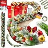 KESSER® Weihnachtsgirlande 10m mit Beleuchtung 200 LEDs - Timer - LED Kette 8 Leuchtmodi - Weihnachtsbeleuchtung - Weihnachtsdeko In & Outdoor - Tannen-Girlande inkl. Fernbedienung & Dekoschmuck