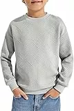 Haloumoning Jungen Langarmshirt Kinder Rundhals Sweatshirt Einfarbig Pullover Langarm T-Shirt Basic Top Grau 160