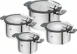 ZWILLING Simplify Kochtopf-Set 4-teilig, Mit Ausgießfunktion, Stay-Cool-Griffe, Induktionsgeeignet, Edelstahl, Silber
