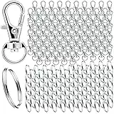 Schlüsselring Edelstahl Klein 160 Stück Karabiner Schlüsselanhänger Basteln Selber Machen Ringe Karabinerhaken mit Drehgelenk(Silber)
