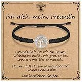 J.Endéar Lebensbaum Armband für Freundin Schwester | 925 Sterling Silber, Zirkonia & Geflochtener Kordel | Geburtstag, Weihnachtstag, Valentinstag oder Dankeschön Geschenk für Damen Mädchen
