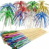 ALINK 100 Stück Cocktailspieße Cocktail Picks Feuerwerk Sticks, Feuerwerk Sticks Cocktail Deko Benutzt für Cocktail Party Dekorationen, Bunte Frucht Zahnstocher Palme Cocktail Picks