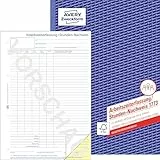 AVERY Zweckform 1773 Stunden-Nachweis (A4, selbstdurchschreibend, von Rechtsexperten geprüft, für Deutschland u. Österreich zur lückenlosen Arbeitszeiterfassung, 2x40 Blatt) weiß/gelb