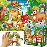 QUOKKA Riesige Bodenpuzzle ab 3 4 5 – 60x90 cm, 48-teilige Puzzle Spiele ab 2 3 4 Jahren – Große Spielzeug ab 3 4 Jahre – XXL Forest Geschenk für Jungen und Mädchen 5 6