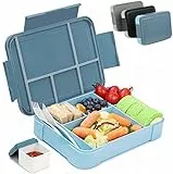 Bugucat Brotdose Kinder mit Fächern 1330ML,Lunchbox Kinder Bento Box Auslaufsicher mit 6 Fächern Besteckset,Vesperdose Frühstücksbox für Mädchen Jungen