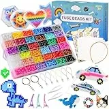 DazSpirit 10000 Bügelperlen Set, 36 Farben Glitzer Bügelperlen, Leuchtend im Dunkeln Bügelperlen mit Platten, Pinzette, Perlen Set Kinder mit Aufbewahrungsbox für Geschenk Bastel, DIY, Schmuck Deko