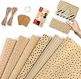 Geschenkpapier, 6 Blatt Geburtstag Geschenkpapier Kinder Junge Männer, Recycelbares Kraft Geschenk Papier mit Hanfseil & Klebeband für Geburtstage, Hochzeiten, Partys und Geschenke, 70 x 50 cm