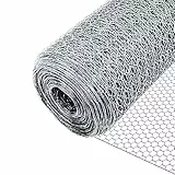VOUNOT® Maschendrahtzaun Sechseckgeflecht, Drahtzaun Hasendraht Kaninchendraht Hühnerdraht, Maschenweite 13 mm, Höhe 100 cm, Länge 50 m, Verzinkt Silber