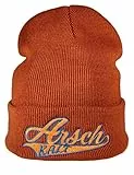 Baddery Strickmütze - Arsch Kalt - Unisex Winter Beanie Mütze für Herren und Damen (One Size - Orange Rust)