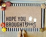 Strunt Fußmatte mit Aufschrift 'Hope You Brought Boos', Hexen, Halloween-Fußmatte, Einweihungsgeschenk, Wipe It Welcome Fußmatte, Vorderfußmatte, Spinnennetz-Matten, Eingangstür für den Innenbereich,