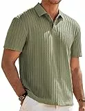 Elegancity Herren Poloshirts Grün Kurzarm Einfarbig Strick Sommer Golf Shirt Freizeit T Shirts Regular Fit Urlaub Polohemd L
