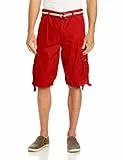 Southpole Herren Ganzjahres-Cargo-Shorts mit Gürtel Ripstop Basic, Rot/Neu, 56