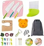 LETTO & TAILOR 27-teiliges Kindermesser-Set aus Holz mit Holzkindermessern, Gemüseausstechformen, Kunststoffkleinkindmessern, Wellenschneider, Sandwichschneider und vielem mehr.