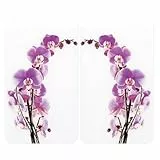 WENKO Herdabdeckplatte Universal Mod. Orchideenblüte, höhenverstellbar für alle Herdarten, Schneidebrett und Spritzschutz, Glas, 30 x 52 cm, 2-teilig