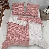 Vency Bettwäsche 135x200 4-Teilig Dunkelorange - Oeko-TEX 80% Baumwolle & 20% Polyester, 2X Bettbezug Reißverschluss + 2X Kissenbezug 80x80 Umschlagverschluss, Puzzle Modell