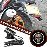 FOLGEMIR Motorrad Logo Projektor, DC 12V LED Licht, 3D Ghost Shadow Willkommen Lampe, mehr als 200 Embleme verfügbar! (Nr.142 - Punisher)
