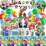 Geburtstagsdeko mla6 81PCS Pappteller Kindergeburtstag Geburtstag Deko, 4 5 6 7 Jahre altPartygeschirr Geburtstagsdeko Set, Teller Servietten Tischdecke Set Partygeschirr Geburtstag Kindergeburtstag