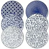 Speiseteller 6er Set, vancasso selene Flachteller aus Porzellan, Essteller 6 Personen, Geschirr Tellerset für Spülmaschine und Mikrowelle