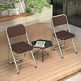 PIPIPOXER Konferenzstuhl klappbar,2er Set Essstühle Klappstühle Klappstühle aus kuschelig PU Leder und Stahlrahmen,Stabiler Klappstuhl Furniture mit für Gäste im Freien Braun 45x46x82cm