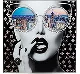 Kare Design Wandbild NY View, Bunt, Quadratisch, mit Dekoelementen, Sicherheitsglas, Bilddruck, Wandkunst, New York City, Glamour, Schlafzimmer, Wohnzimmer, Papier, Glas, 80x80 cm (H/B)