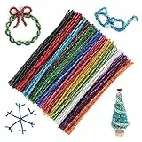 jijAcraft Glitzer Pfeifenreiniger 200 Stück Chenilledraht, 6 MM * 30 cm, Ideal für DIY Basteln, Weihnachtszierde Making und Dekorieren - Bunt mit 10 Farben