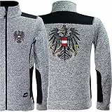 EXPRESS-STICKEREI ÖSTERREICH Strickfleecejacke Herren Adler GESTICKT (DE/NL/SE/PL, Alphanumerisch, L, Regular, Regular, White Melange/Carbon)