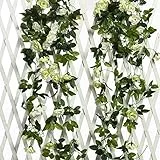 JUSTOYOU 2pcs 7.8FT zweifarbige künstliche gefälschte Rosengirlande Wein hängen Seide Blume künstliche Blume für Außen- und Innenhochzeit Wand schlechte Dekoration (weiß)