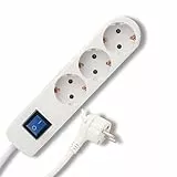 REV Ice Steckdosenleiste, 3-Fach Steckdose, Mehrfachsteckdose 3fach, 1,4m, max. 3680W, weiß