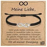 J.Endéar Unendlichkeits Armband für Frau Freundin Geschenk mit Segenskarte | 925 Sterling Silber, Zirkonia & geflochtene Kordel | Unendliche Liebe Geschenk für Valentinstag Geburtstag Weihnachts