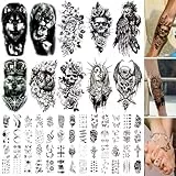 Halloween Spinnen Tattoos, 16 Blatt Spinnen Temporäre Tattoos Realistisches Spinnennetz Gesichtsaufkleber für Gesicht, Körper, Karneval, Party, Kostüm für Erwachsenen (62 Blätter)