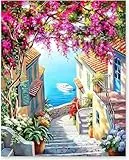 Malen nach Zahlen für Erwachsene, DIY Leinwand Ölgemälde Kit für Kinder mit Pinseln Acrylpigment Zeichnung Lackierung 40x50cm
