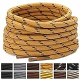 Stepace Rund Schnürsenkel [2 Paar] Reißfest Schuhbänder für Wanderschuhe Arbeitsschuhe Trekkingschuhe, ca. 4,5 mm Durchmesser, 100 cm - 180 cm Länge Gelb Schwarz-120(Punkte)