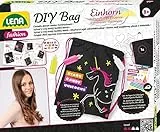 Lena 42607 Bastelset DIY Rucksack Einhorn, Komplettset mit Leinenrucksack ca. 35 x 42 cm, 3 Textilstifte, 3 Schablonen und Bügelfolien, Mode Styling für Kinder ab 8 Jahre, Fashion Set mit Anleitung