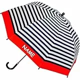 alles-meine.de GmbH Regenschirm - Streifen - rot/weiß/blau - Maritim - incl. Name - Kinderschirm Ø 72 cm/mit Klemmschutz - Kinder Stockschirm mit Griff - Regenschirme -..