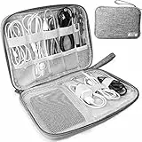 HCFGS Elektronische Tasche, Reisetasche, Kabel Organizer Tasche, stoßfest, feuchtigkeitsabweisend, Aufbewahrung, tragbar, Zubehör für Festplatten, Kabel, Ladegerät, USB, SD-Karte (grau)