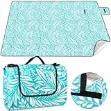 JAMATA Picknickdecke, Campingdecke 200x200cm,Tragbare Faltbar Stranddecke mit wasserdichter wärmeisoliert Unterseite,3–6 Personen Strandmatte für Park,Garten,Strand,Wandern