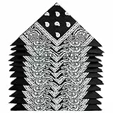 ZWOOS Bandanas für Herren und Damen, 12er-Pack Paisley Kopftuch, Neuheit Cowboy Halstücher für Modekoordinate (Schwarz)