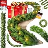 KESSER® Weihnachtsgirlande 10m mit Beleuchtung 200 LEDs - Timer - LED Kette 8 Leuchtmodi - Weihnachtsbeleuchtung - Weihnachtsdeko In & Outdoor - Tannen-Girlande inkl. Fernbedienung