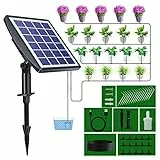 Tröpfchenbewässerung, Solarenergie, automatisches Bewässerungssystem für Garten, mit 10 m Gartenschlauch, für Innen und Außen, Balkon, Garten, Pflanze