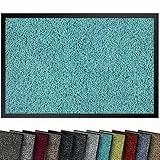 comflor Hochwertige Fußmatte Türkis 60x90 groß für Innen & Außen - Schmutzfangmatte rutschfest, waschbar & wetterfest - Fussmatte für Eingangsbereich & Aussenbereich - Läufer Flur dünn
