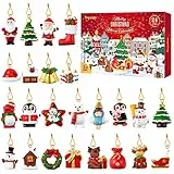 Toyvian Adventskalender 2022, 24 Stück hängende Ornamente Adventskalender, Weihnachtstiere Relief Spielzeug für Kinder Erwachsene, Weihnachtsdekoration Wand Weihnachtsbaum