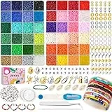 UOONY 16000 Stück 3mm Perlen für Armbänder,DIY zum Auffädeln mit Buchstabenperlen für Geschenkidee Armbänder, Perlen zum Auffädeln Set für Kinder,Weihnachten,Feiertage, Geburtstage,Belohnungen.