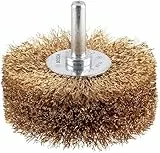Bosch 1x PRO Brass-Coated Steel Longlife Scheibenbürste, gewellter Draht für 8‑mm-Zylinderschaft und Bohrer (für Hartholz, Ø 80 mm, Professional Zubehör Bohrmaschine/Schrauber)