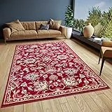 Hanse Home Caracci Teppich Orientalisch – Orient Läufer klassisch dicht gewebt mit Ornamenten und Blumenmotiven Weicher Kurzflor für Schlafzimmer, Esszimmer, Wohnzimmer, Flur, Küche – Rot, 160x235cm