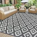 Homcomodar Outdoor Teppich Wetterfest 180x270cm Reversible Matte Kunststoff Stroh Teppich UV-beständige Campingmatte Recycling Outdoor Teppich für Patio Balkon Strand BBQ Picknick Deck